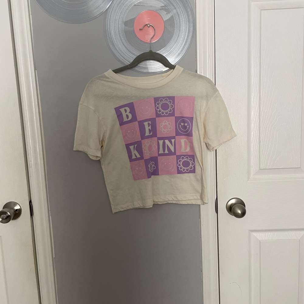 Rebellious One Be Kind T-Shirt - Cream and Pink